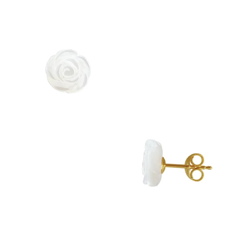 Σκουλαρίκια Κ14 χρυσά με shell pearl - F314047S